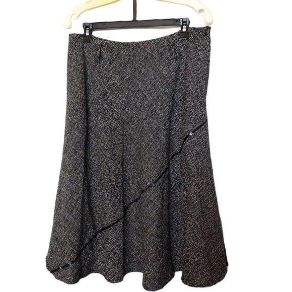 Richard Malcolm Tweed A-Line Skirt With Black Accents Size 10 Polyester/Rayon Bl - Picture 2 of 6